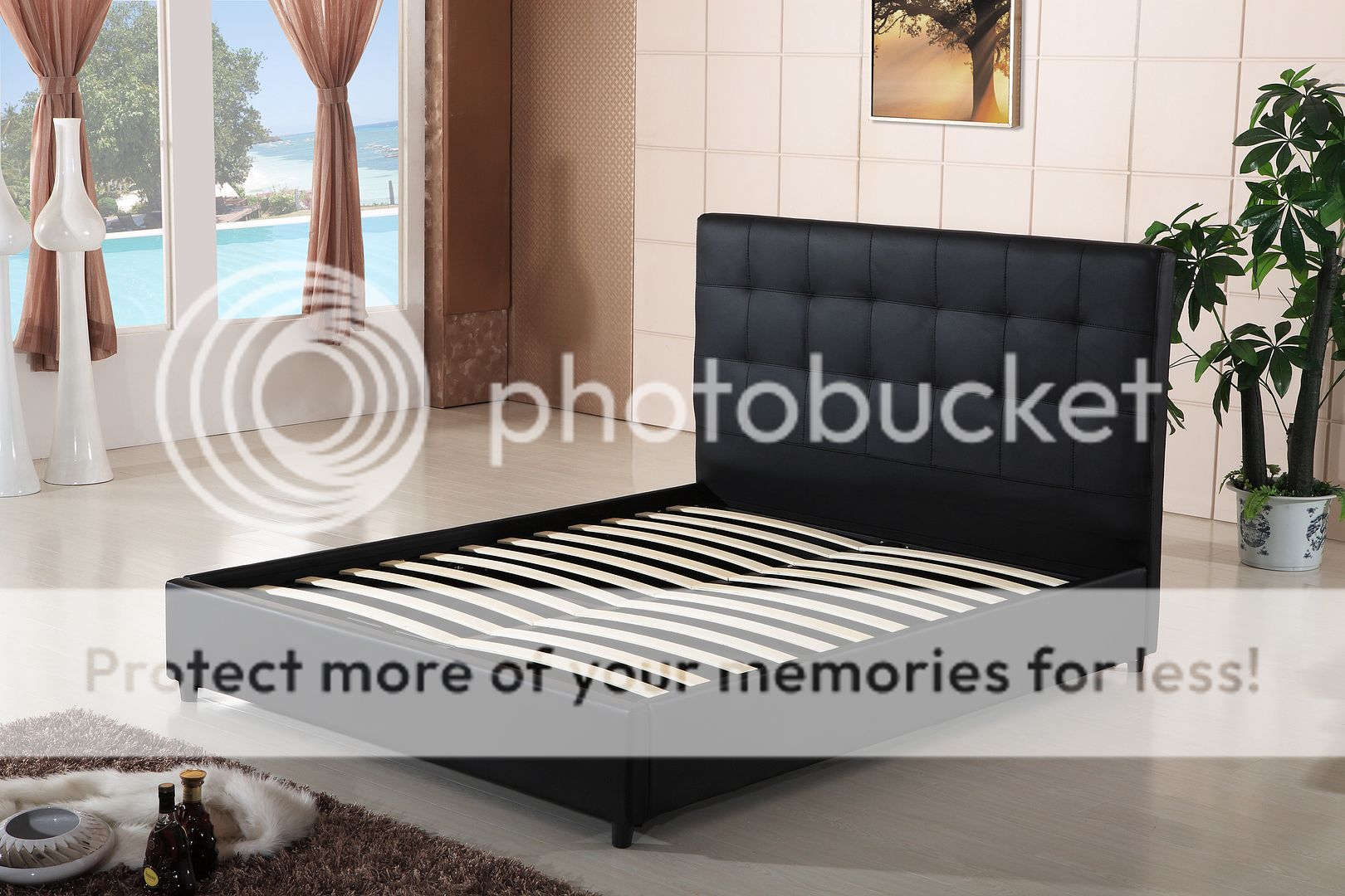 Beds Hazlo Viena Faux Leather Bed Base with Ottoman storage (Double, Queen and King Available